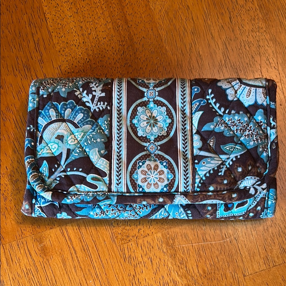 Vera Bradley Blue and Brown Quilted Clutch